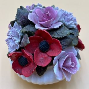 Vintage Royal Adderley porcelain flower bouquet, poppy, rose, made in England